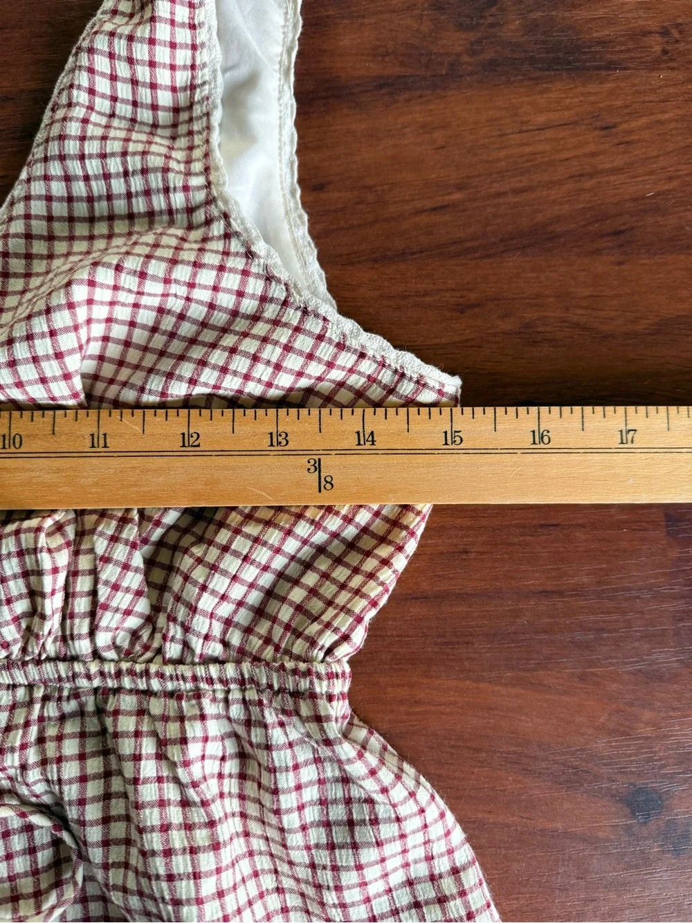 RSQ Cream and Rust Gingham Peplum Tie-Front Top - Picture 4 of 5